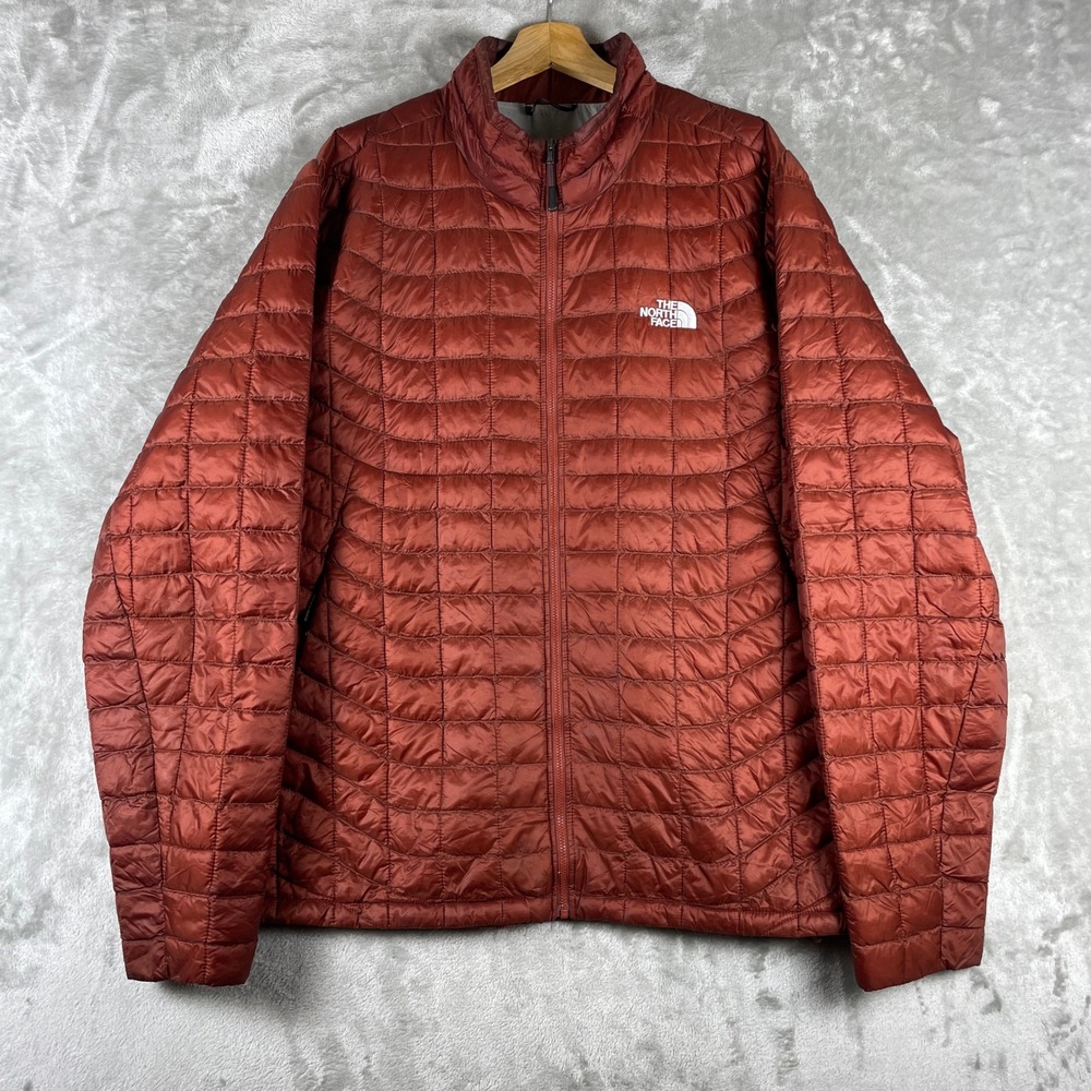 The North Face ThermoBall Jacket Mens XXL Red Quilted Full Zip Puffer Excellent
